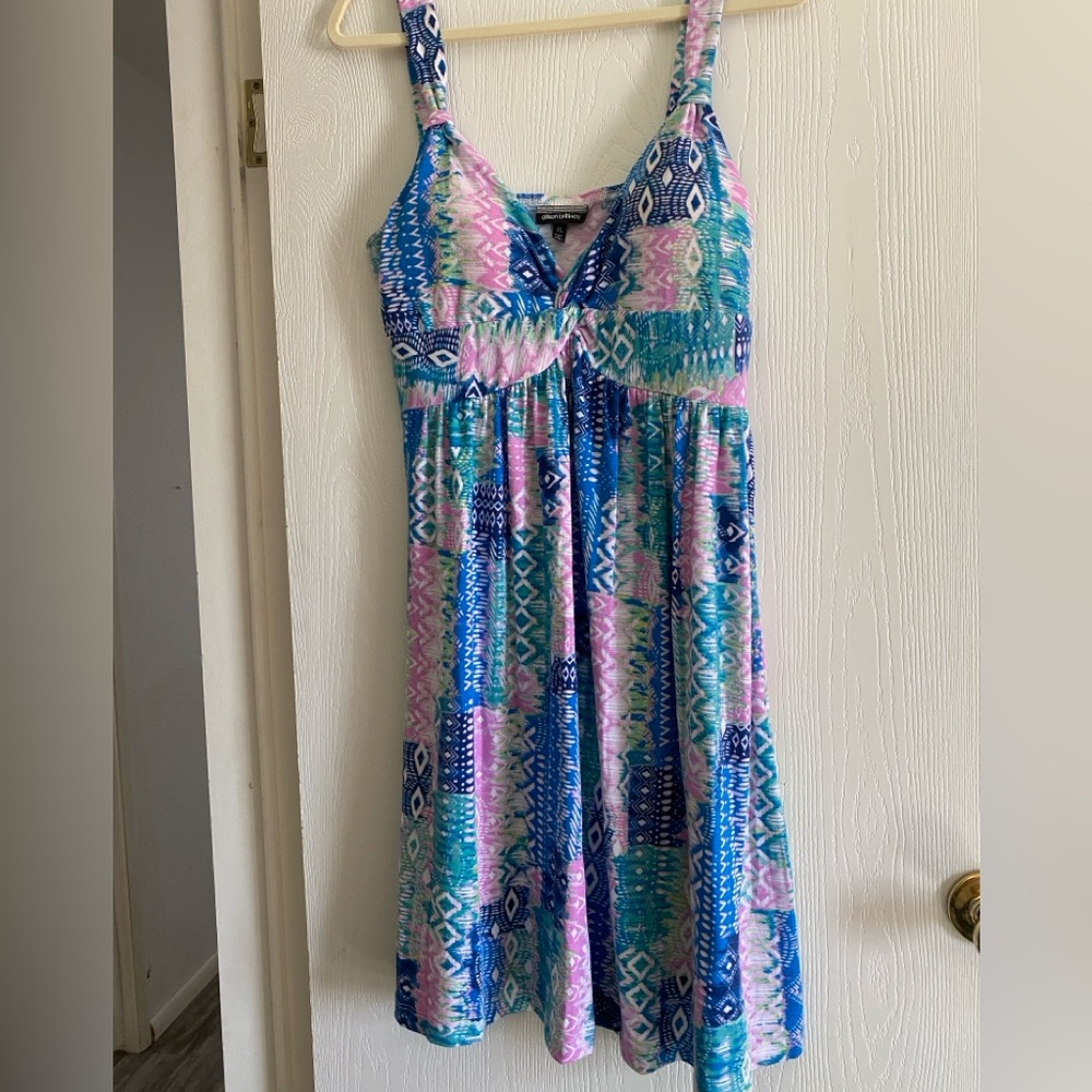 Allison Brittney Blue and Pink Maxi Dress